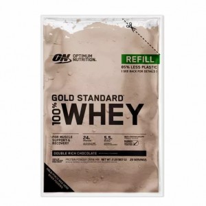 Optimum Nutrition GOLD STANDARD 100% WHEY™ Recyclable Refill Bag Double Rich Chocolate 2 lb (29 Servings) Sverige | 836BDRKMU