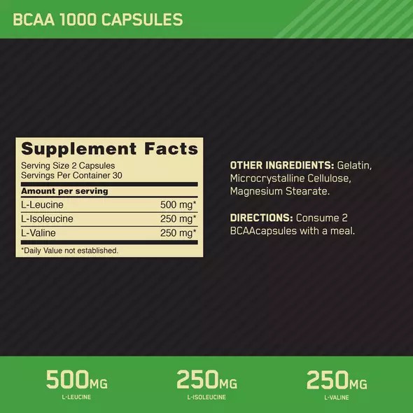 Optimum Nutrition BCAA 1000 60 Capsules (30 Servings) Sverige | 470KBNEGQ