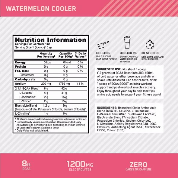 Optimum Nutrition BCAA Boost Watermelon 30 Serves Sverige | 547VSNDFX