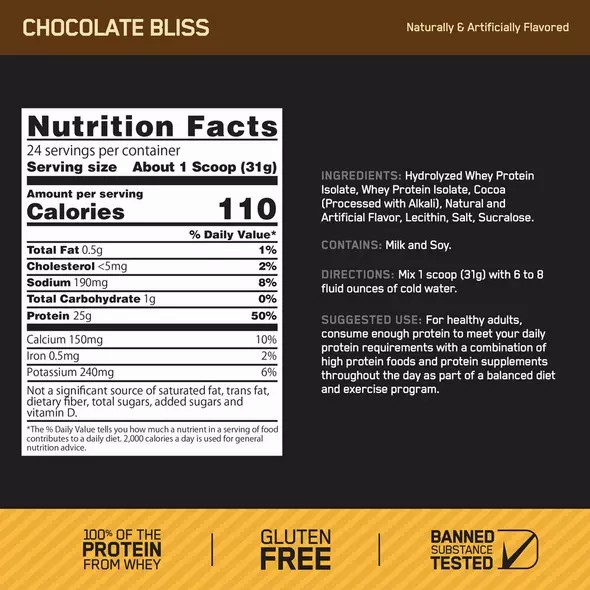 Optimum Nutrition GOLD STANDARD® 100% Isolate Chocolate Bliss 3 lb (44 Servings) Sverige | 941UPBXOD