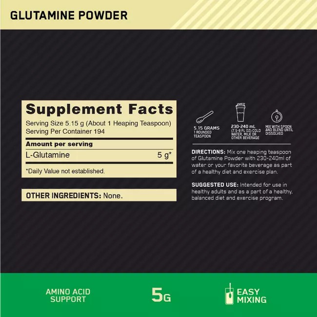 Optimum Nutrition Glutamine Powder Unflavoured 1kg Sverige | 218XYZVQS