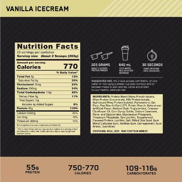 Optimum Nutrition Gold Standard Gainer Vanilla 4.67kg Sverige | 156JECWOH