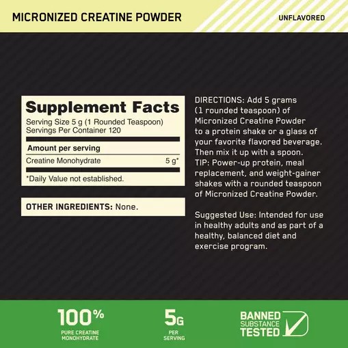 Optimum Nutrition Micronized Creatine Powder Unflavored 1.32 lb (120 Servings) Sverige | 704HZGIPF