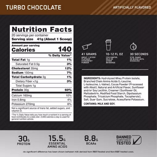 Optimum Nutrition PLATINUM HYDROWHEY™ Turbo Chocolate 1.8 lb - Notify me Sverige | 317SIUHNT