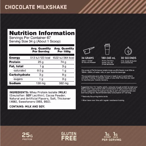 Optimum Nutrition Performance Isolate Chocolate 2.27kg Sverige | 108OXILVH