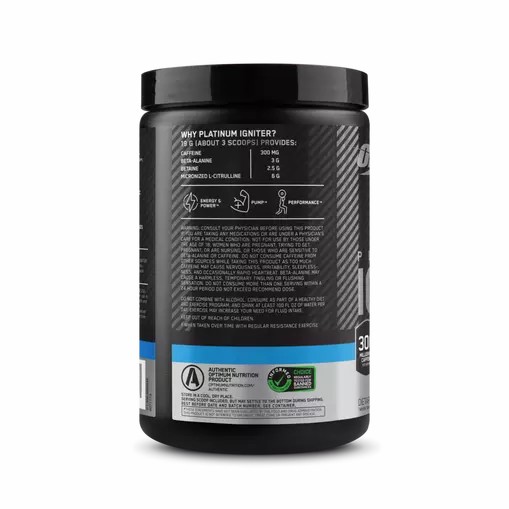 Optimum Nutrition Platinum Igniter Blue Raspberry Freeze 0.84 lb (20 Servings) Sverige | 720JLCWTR